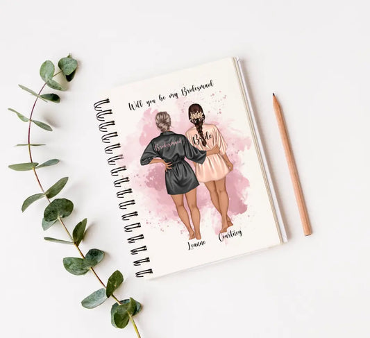 Bride & Bridesmaid A5 Notebook (2 Girls)
