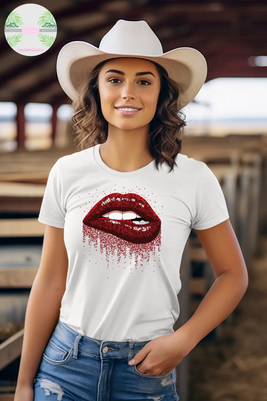 Women's Glitter Lips T shirt