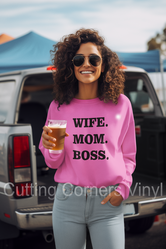 Wife,Mom,Boss Women's Sweater