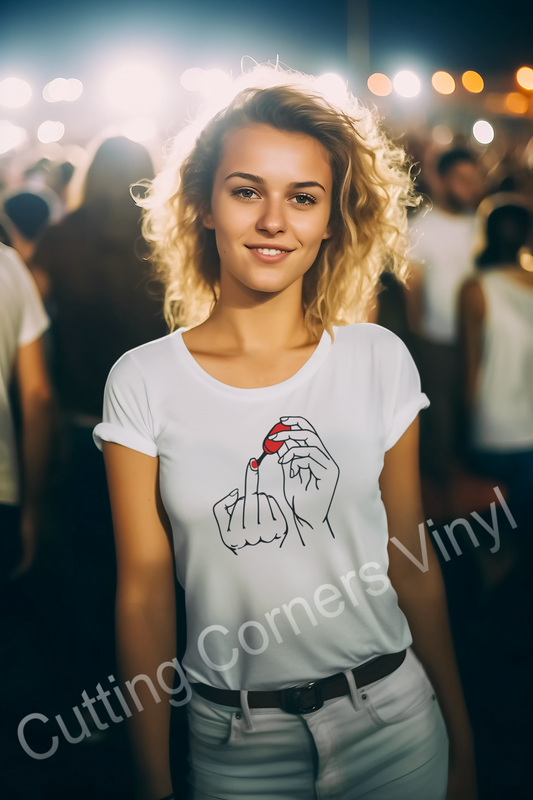 Women's Short sleeved T shirt,Nail Polish Print